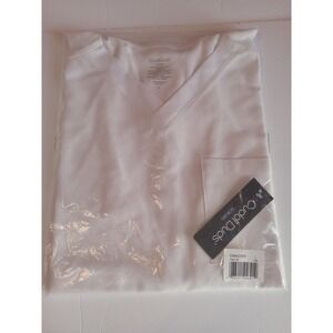 Men's Cuddl Duds Scrubs Classic V-neck Top With Pocket  White Large